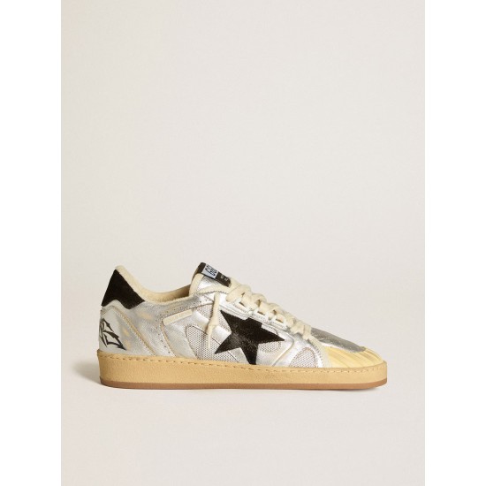 Ball Star LAB in silver leather with black suede star and heel tab Ball Star LAB in silver leather with black suede star and heel tab