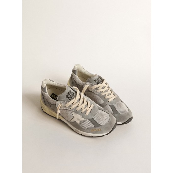 Dad-Star in suede and silver mesh with white leather star and heel tab Dad-Star in suede and silver mesh with white leather star and heel tab