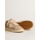 Stardan in old rose suede with white leather star and heel tab Stardan in old rose suede with white leather star and heel tab