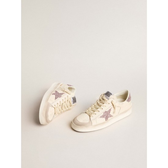 Women's Stardan in nappa and suede with pink glitter star and heel tab Women's Stardan in nappa and suede with pink glitter star and heel tab