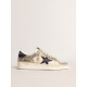 Stardan in platinum glitter with dark blue suede star and heel tab Stardan in platinum glitter with dark blue suede star and heel tab