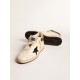 Women’s Ball Star Pro Mid in aged white leather with black star Women’s Ball Star Pro Mid in aged white leather with black star