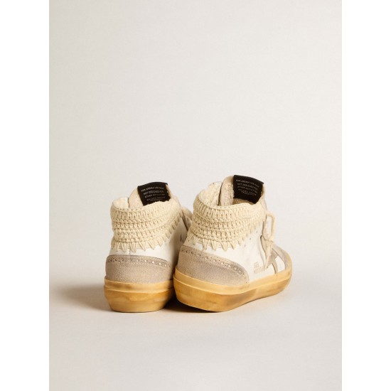 Mid Star LTD with pearl suede star and beige crochet heel tab Mid Star LTD with pearl suede star and beige crochet heel tab