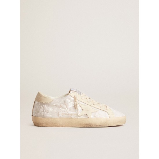 Women's Super-Star LTD in white sequins with leather star and embroidery Women's Super-Star LTD in white sequins with leather star and embroidery