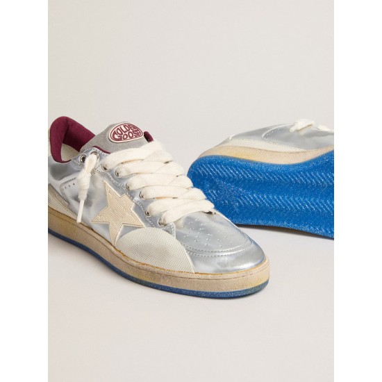 Women’s Ball Star Pro in silver metallic leather with cream-colored star Women’s Ball Star Pro in silver metallic leather with cream-colored star