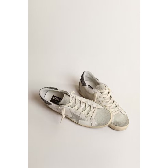 Women’s Super-Star with gray star and dark gray glitter heel tab Women’s Super-Star with gray star and dark gray glitter heel tab