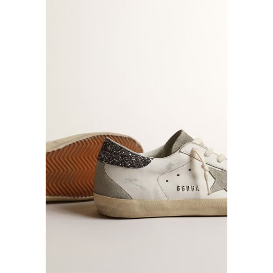 Women’s Super-Star with gray star and dark gray glitter heel tab Women’s Super-Star with gray star and dark gray glitter heel tab