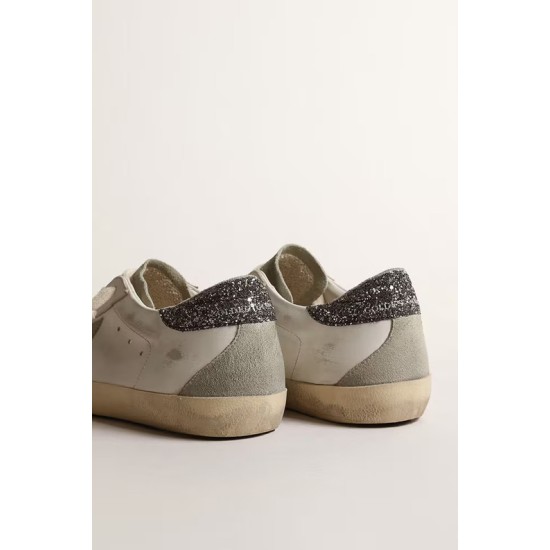 Women’s Super-Star with gray star and dark gray glitter heel tab Women’s Super-Star with gray star and dark gray glitter heel tab