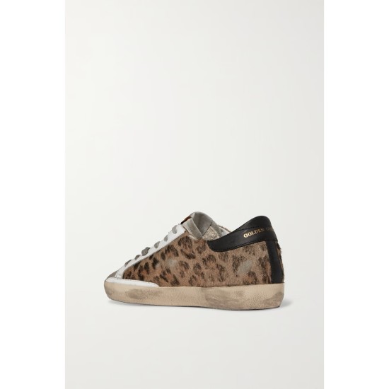 Superstar distressed leopard-print calf hair, leather and suede sneakers Superstar distressed leopard-print calf hair, leather and suede sneakers