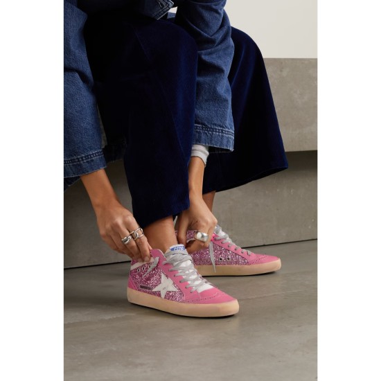 Superstar glittered distressed leather sneakers Superstar glittered distressed leather sneakers