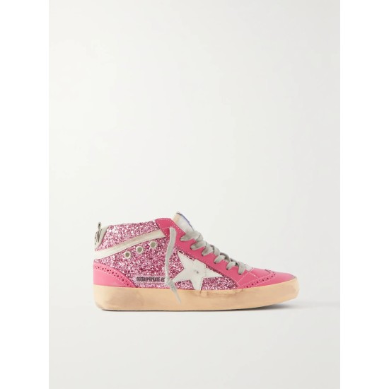 Superstar glittered distressed leather sneakers Superstar glittered distressed leather sneakers
