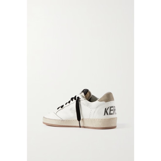 Ball Star distressed printed suede-trimmed leather sneakers Ball Star distressed printed suede-trimmed leather sneakers