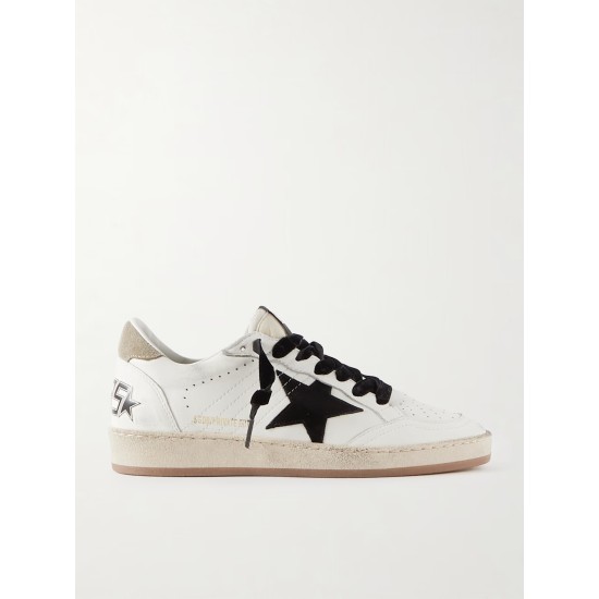Ball Star distressed printed suede-trimmed leather sneakers Ball Star distressed printed suede-trimmed leather sneakers