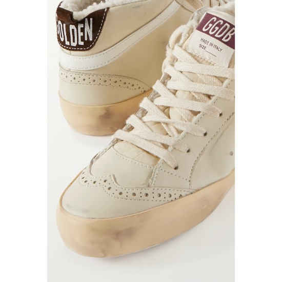 Superstar distressed shearling-lined rubber and leather sneakers Superstar distressed shearling-lined rubber and leather sneakers