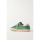 Superstar distressed suede-trimmed glittered leather sneakers Superstar distressed suede-trimmed glittered leather sneakers
