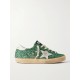 Superstar distressed suede-trimmed glittered leather sneakers Superstar distressed suede-trimmed glittered leather sneakers