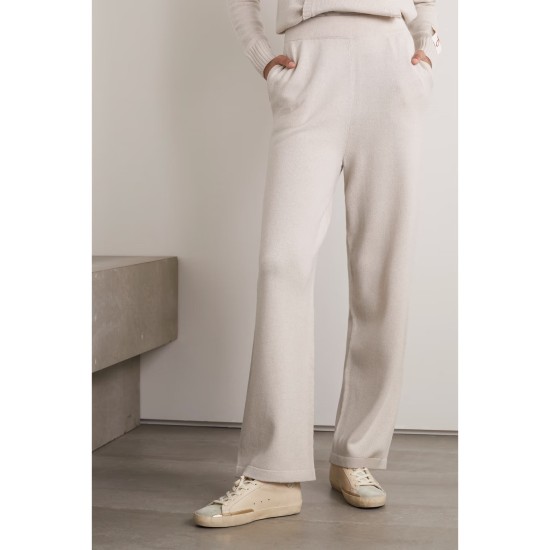 Golden cashmere and wool-blend track pants Golden cashmere and wool-blend track pants