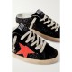 Super-Star Sabot distressed glittered leather and suede slip-on sneakers Super-Star Sabot distressed glittered leather and suede slip-on sneakers