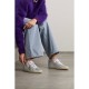 Mid Star distressed suede-trimmed metallic leather sneakers Mid Star distressed suede-trimmed metallic leather sneakers