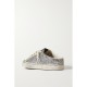 Super-Star Sabot distressed glittered leather and suede slip-on sneakers Super-Star Sabot distressed glittered leather and suede slip-on sneakers
