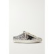 Super-Star Sabot distressed glittered leather and suede slip-on sneakers Super-Star Sabot distressed glittered leather and suede slip-on sneakers