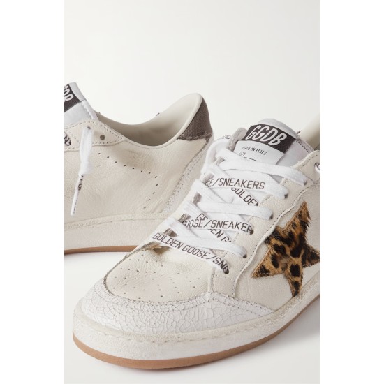 Ball Star distressed calf hair and canvas-trimmed leather sneakers Ball Star distressed calf hair and canvas-trimmed leather sneakers