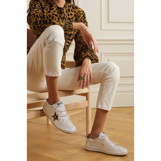 Ball Star distressed calf hair and canvas-trimmed leather sneakers Ball Star distressed calf hair and canvas-trimmed leather sneakers