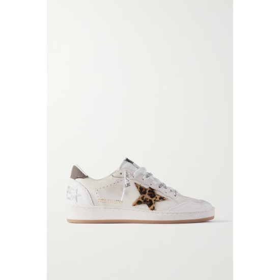 Ball Star distressed calf hair and canvas-trimmed leather sneakers Ball Star distressed calf hair and canvas-trimmed leather sneakers