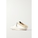 Superstar Sabot shearling-lined distressed glittered leather slip-on sneakers Superstar Sabot shearling-lined distressed glittered leather slip-on sneakers