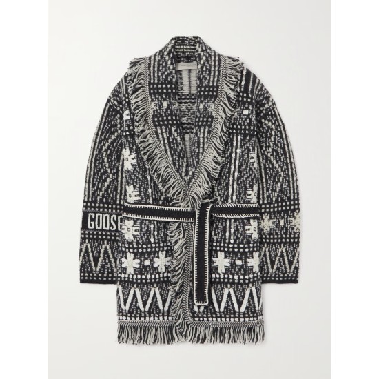 Journey belted fringed Fair Isle alpaca and wool-blend cardigan Journey belted fringed Fair Isle alpaca and wool-blend cardigan