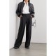 Journey pinstriped wool-blend flannel wide-leg pants Journey pinstriped wool-blend flannel wide-leg pants
