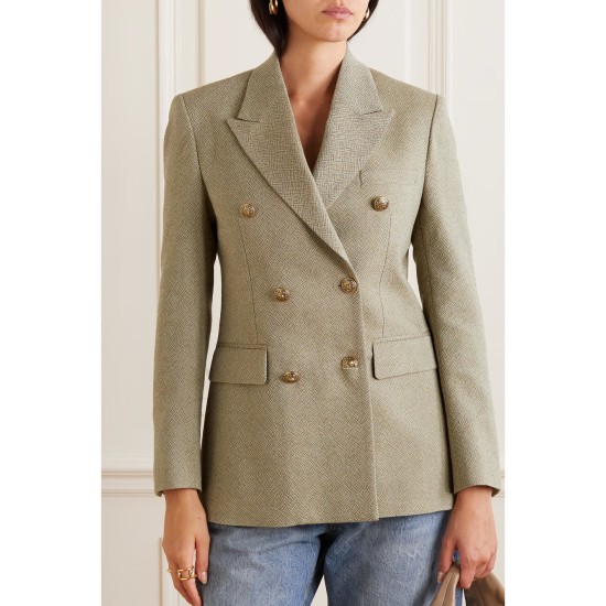 Journey double-breasted wool-jacquard blazer Journey double-breasted wool-jacquard blazer