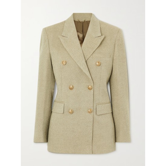 Journey double-breasted wool-jacquard blazer Journey double-breasted wool-jacquard blazer