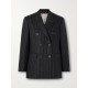Double-breasted pinstriped wool-blend flannel blazer Double-breasted pinstriped wool-blend flannel blazer