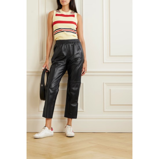 Textured-leather straight-leg pants Textured-leather straight-leg pants
