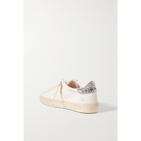 Soul-Star distressed glittered leather sneakers Soul-Star distressed glittered leather sneakers