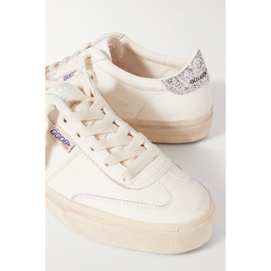 Soul-Star distressed glittered leather sneakers Soul-Star distressed glittered leather sneakers
