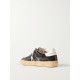 Soul-Star distressed suede and leather-trimmed velvet sneakers Soul-Star distressed suede and leather-trimmed velvet sneakers