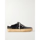Soul-Star distressed suede and leather-trimmed velvet sneakers Soul-Star distressed suede and leather-trimmed velvet sneakers