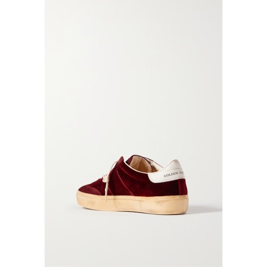 Soul-Star distressed suede and leather-trimmed velvet sneakers Soul-Star distressed suede and leather-trimmed velvet sneakers