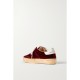 Soul-Star distressed suede and leather-trimmed velvet sneakers Soul-Star distressed suede and leather-trimmed velvet sneakers