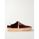 Soul-Star distressed suede and leather-trimmed velvet sneakers Soul-Star distressed suede and leather-trimmed velvet sneakers
