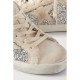 Super-Star leather-trimmed distressed glittered suede sneakers Super-Star leather-trimmed distressed glittered suede sneakers