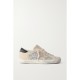 Super-Star leather-trimmed distressed glittered suede sneakers Super-Star leather-trimmed distressed glittered suede sneakers