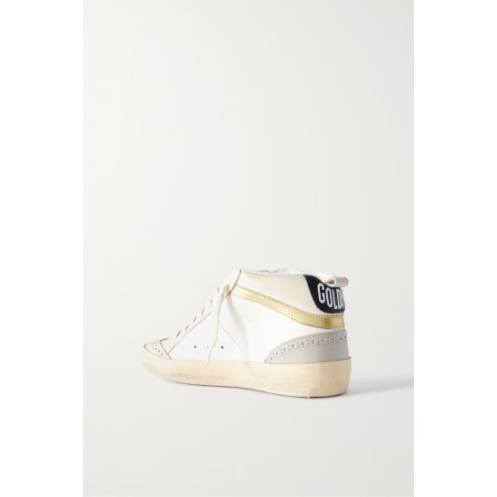 Mid Star distressed suede-trimmed leather sneakers Mid Star distressed suede-trimmed leather sneakers