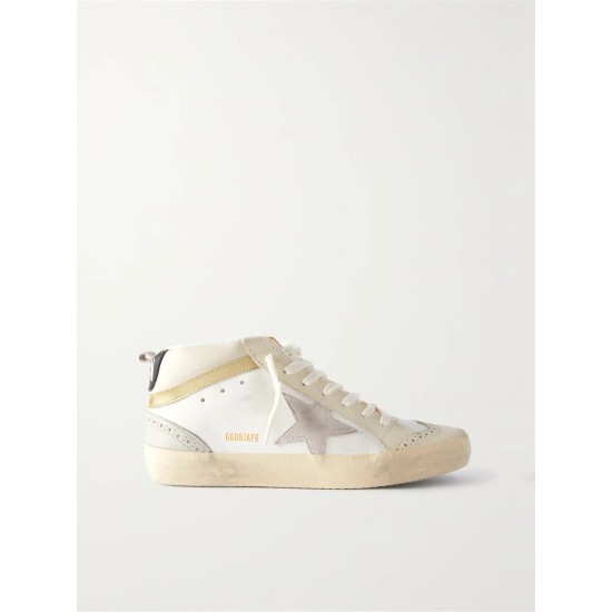 Mid Star distressed suede-trimmed leather sneakers Mid Star distressed suede-trimmed leather sneakers