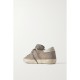 Super-Star leather-trimmed distressed glittered suede sneakers Super-Star leather-trimmed distressed glittered suede sneakers