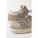 Super-Star leather-trimmed distressed glittered suede sneakers Super-Star leather-trimmed distressed glittered suede sneakers