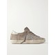 Super-Star leather-trimmed distressed glittered suede sneakers Super-Star leather-trimmed distressed glittered suede sneakers