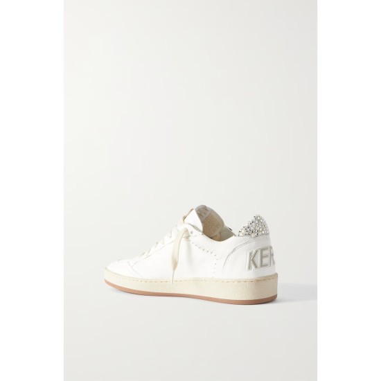 Ball Star shearling-lined embellished distressed leather sneakers Ball Star shearling-lined embellished distressed leather sneakers